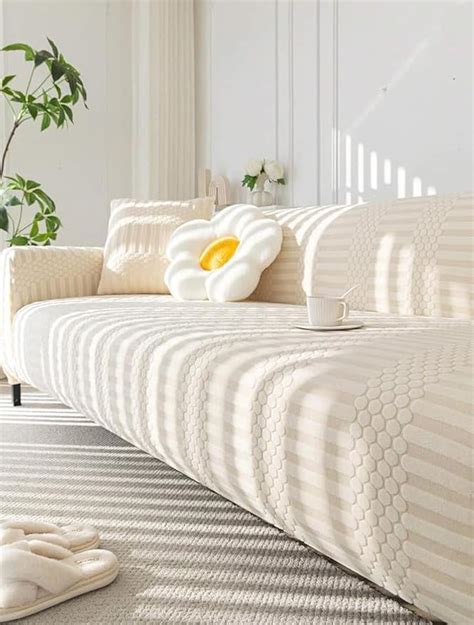Lukzer 1 Seater Pastel Yellow Dotted Stripe Pattern Sofa Cover | 240 ...