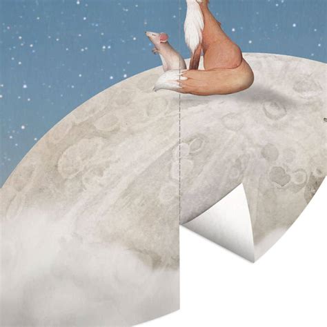 Round wall mural Fox on the moon with shooting stars - Oliver Robins ...