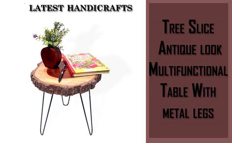 LATEST HANDICRAFTS Antique Wooden Slab End Table for Living Room ...