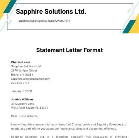 Image result for Statement Letter Example