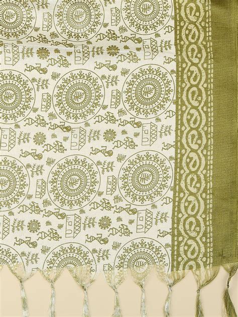 Warli Printed Art Silk Dupatta – Dupatta Bazaar