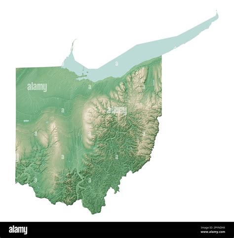 The US state of Ohio. Highly detailed 3D rendering of shaded relief map ...