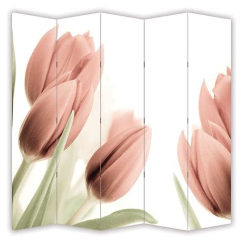 P0141 Decorative Screen Room divider Soft pink tulips (3,4,5 or 6 ...