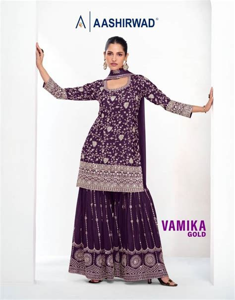 Aashirwad Vamika Gold Designer Salwar Suits Collection