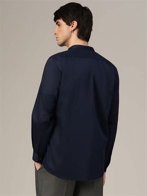 Blue Mandarin Collar Formal Cotton Shirt for Men | Dennison – Dennison ...