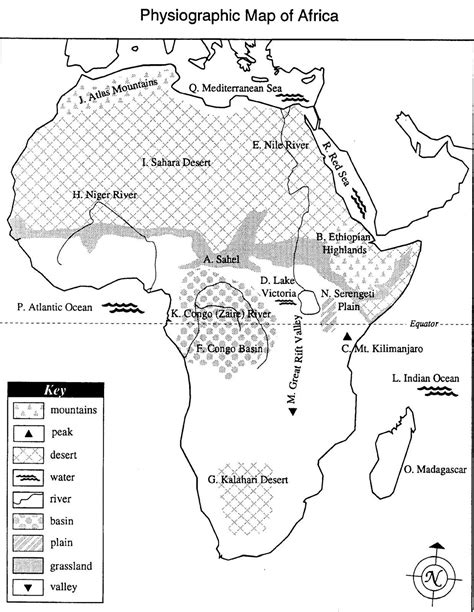 Africa Physical Map For Kids