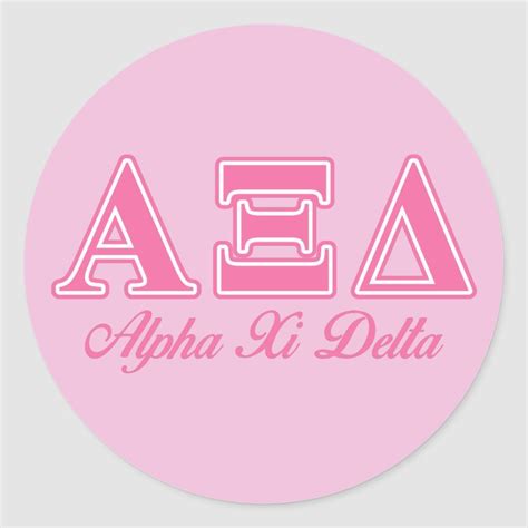 Alpha Xi Delta Pink Letters Classic Round Sticker | Zazzle | Alpha xi ...