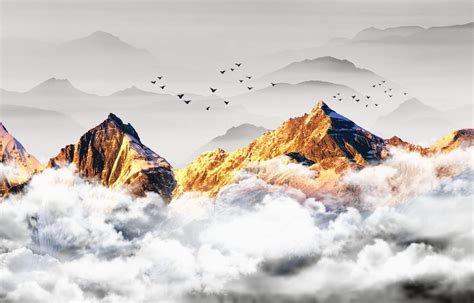 Abstract, landscape background. golden, modern wallpaper, modern art ...