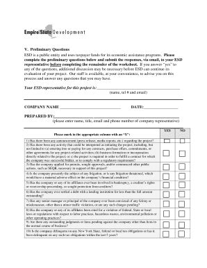 Empire State Development Project Information Worksheet - Blank Fillable ...