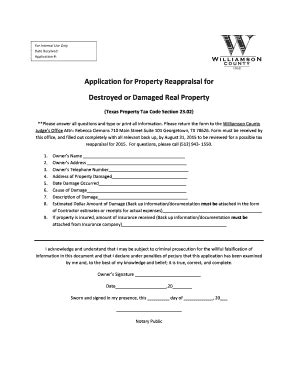 Fillable Online wilco Application for Property Reappraisal for ...