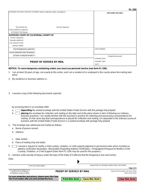 FL-335 Form ≡ Fill Out Printable Proof of Service