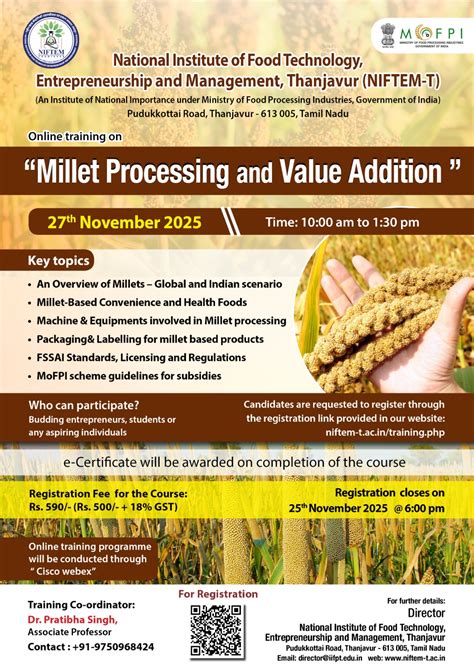 Online Training on Millet Processing and Value Addition