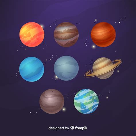 Flat design milky way planet collection | Free Vector