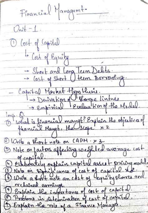 Financial Management Handwritten notes - Financial Management. DATE ...