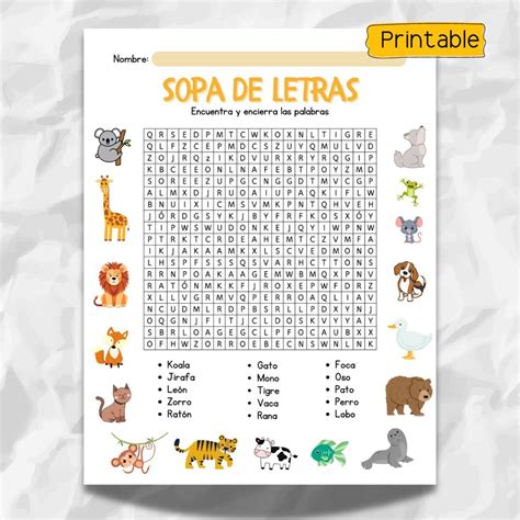 Printable Spanish Word Search Puzzles for Kids – 5 Fun Themes ...