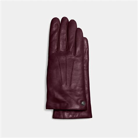 Coach Short Leather Gloves In Oxblood | ModeSens | Leather glove ...