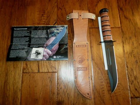 Buy U.S MILITARY MARINE CORPS KA-BAR KNIFE & LEATHER SHEATH KABAR USMC ...