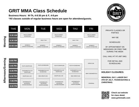 2024 GRIT Weekly Schedule – GRIT MMA