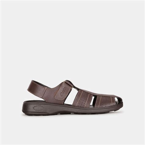 Bata dark brown fishermen sandals with velcro for men | Bata