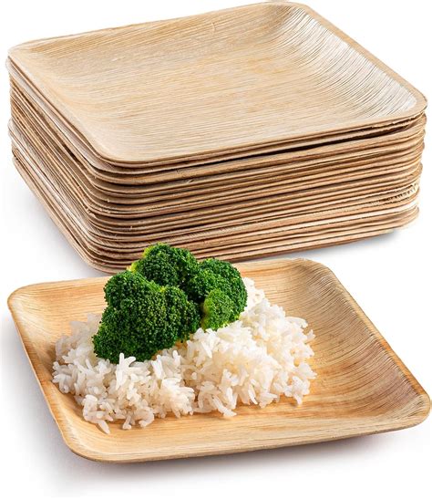 brheez Bamboo Plates from Palm Leaf 8 in Party Plates [50 Pack] Eco ...