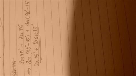 express sin 75Â° + sec 75Â° in tearm of angle between 0Â° and 45Â ...