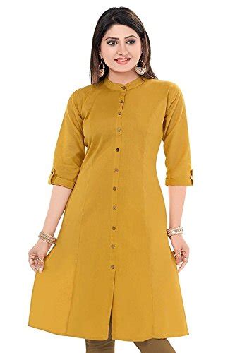 Buy SOLID MUSTARD KURTI FOR WOMEN (Large) at Amazon.in