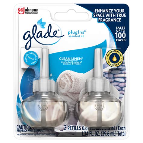 Glade PlugIns Scented Oil Refill Clean Linen, Essential Oil Infused ...