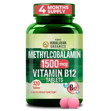 Vlado's Himalayan Organics Vitamin B12 Tablets 1500 mcg -Active form of ...