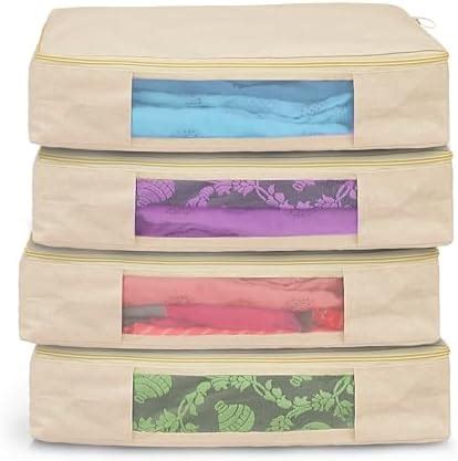SOLSTICE Cotton Canvas Clothes Storage Bags/Saree Covers with Zip for ...
