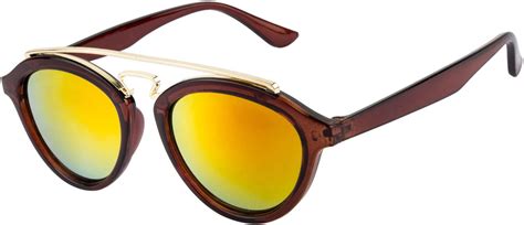 Buy NuVew Mirrored Oval Unisex Sunglasses - (Gold Mirror Lens | Brown ...