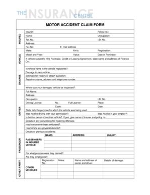 Motor Accident Claim Form - Blank Fillable Template | Fill Out, Print ...