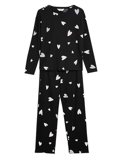 Buy Pure Cotton Heart Print Pyjama Set at Marks & Spencer