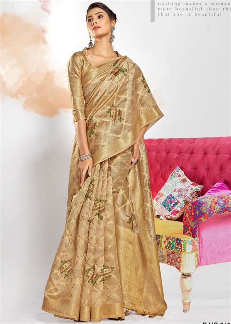 Digital Printed Gold Zari Woven Beige Art Silk Sarees – SHANGRILA DESIGNER