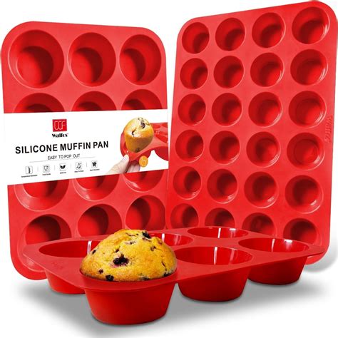 Walfos Silicone Muffin Pan Set of 3 - BPA Free Cupcake Pans, Including ...