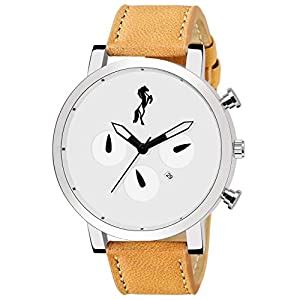 Buy Sylvi Analogue Classic Black and White Dial Brown Leather Strap ...