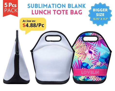 5x Large Sublimation Lunch Bag, Sublimation Lunch Tote Bag, 2 Side ...
