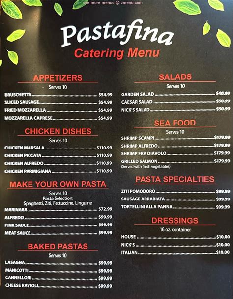 Online Menu of Pastafina Mineral Wells Restaurant, Mineral Wells, Texas ...