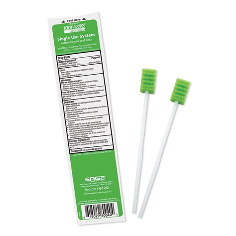 Sage Toothette Single Use System with Antiseptic Oral Rinse