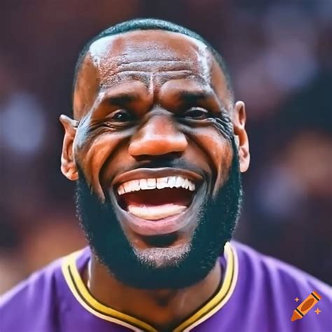 Lebron james smiling in sunlight while looking at the camera on Craiyon