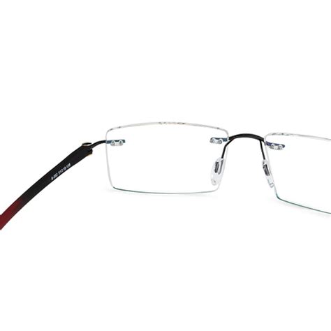 Buy Black Maroon Rimless Rectangle Bolt Air Fusion B-002 Eyeglasses at ...