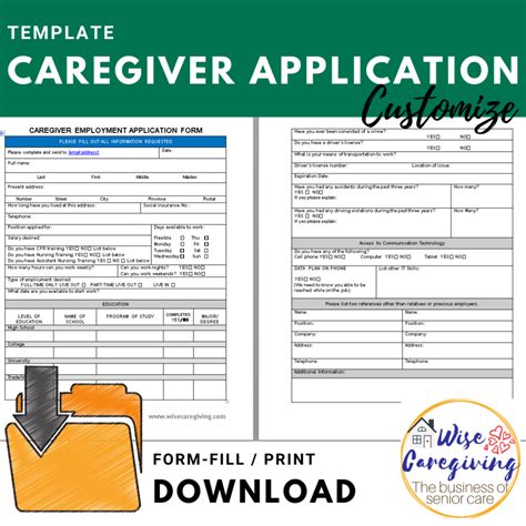 Caregiver Job Application Form at Nick Lopez blog