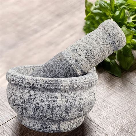 EZAHK Stone Mortar and Pestle Set for Spices, Okhli Masher, Khalbatta ...