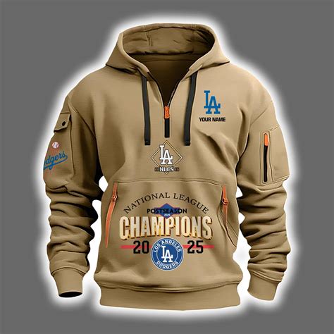 Dodgers National League Champions 2025 Personalized Quarter Zip Hoodie