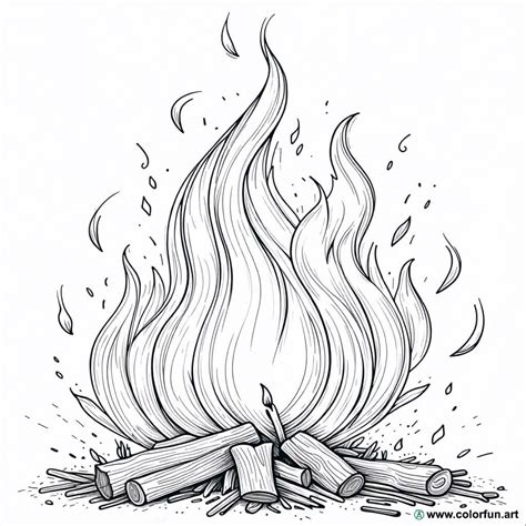 Flame coloring page to draw Download or Print for free