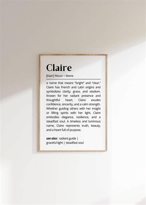 Claire Name Meaning Print | Personalized Gift | Nursery Wall Art ...