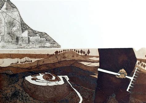 "Sunset": Brown Mixed Media Painting by Sudeep Kumar Bashyal – ArtZolo.com
