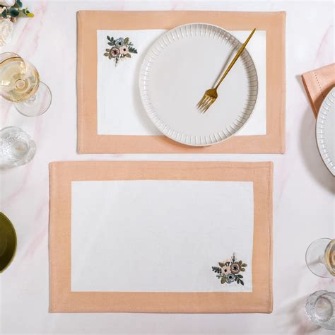 Ventosa Table Runner Placemats And Napkins 13 Piece Set In Peach Online ...