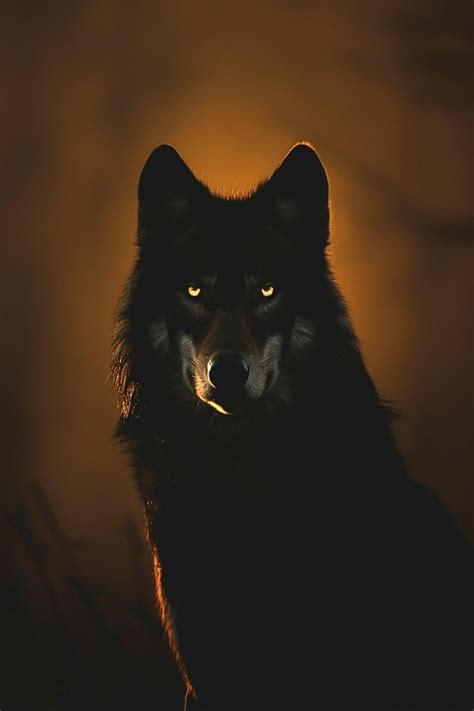 A wolf in the dark with a bright light shining through its mouth ...
