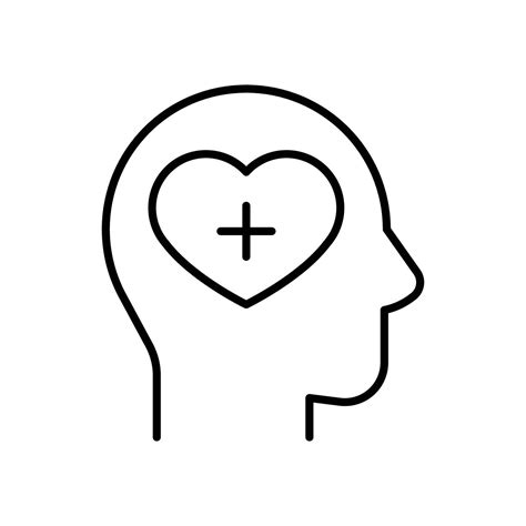 Mental health icon. Simple outline style. Positive mind wellbeing ...