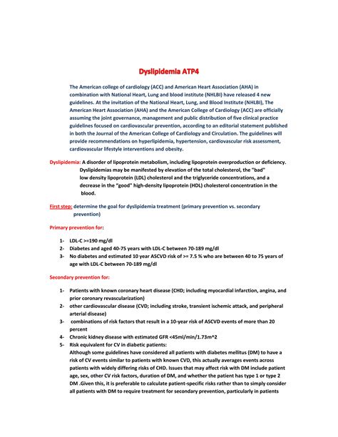 Dyslipidemia Guidlines | PDF